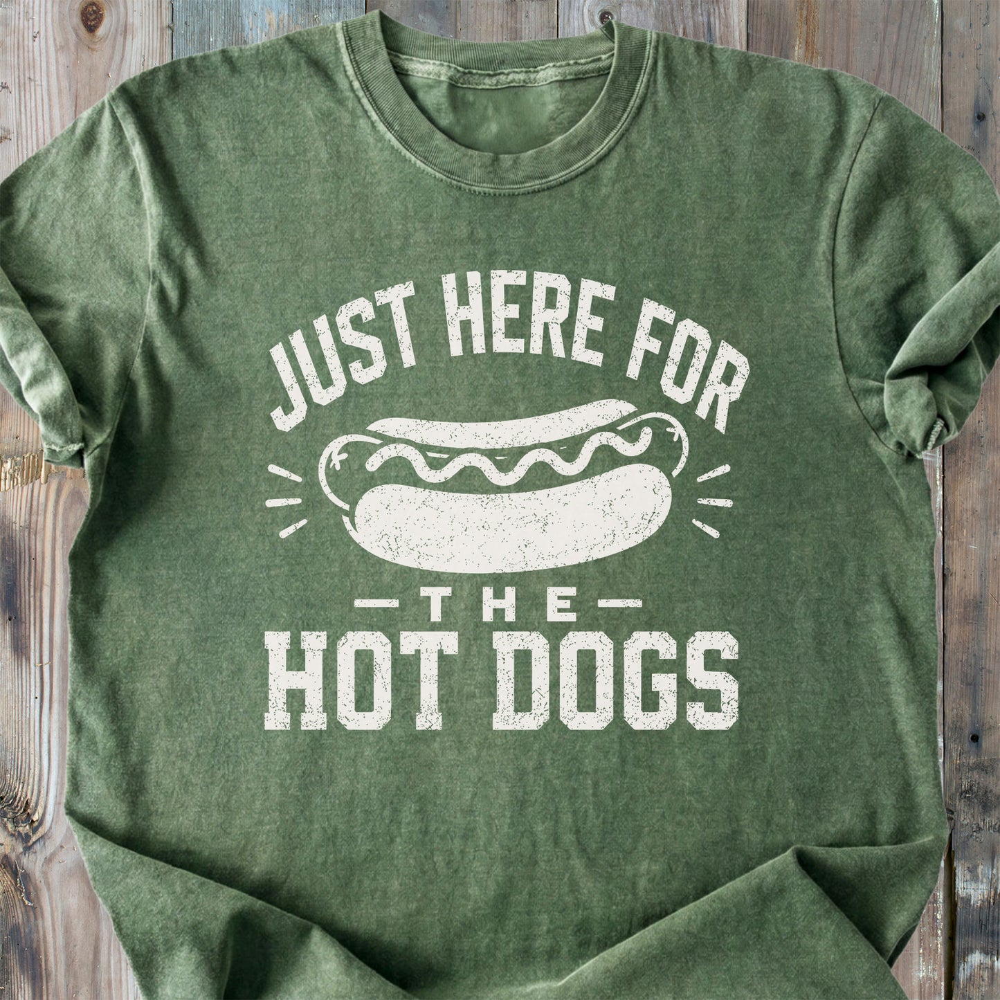 Just Here For The Hot Dogs - Premium Heavyweight Tee