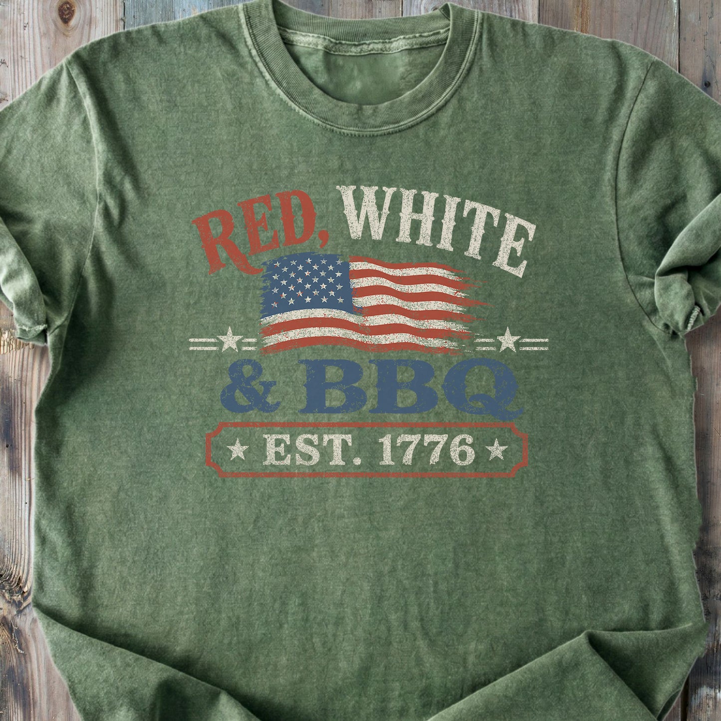 Red, White And BBQ - Premium Heavyweight Tee