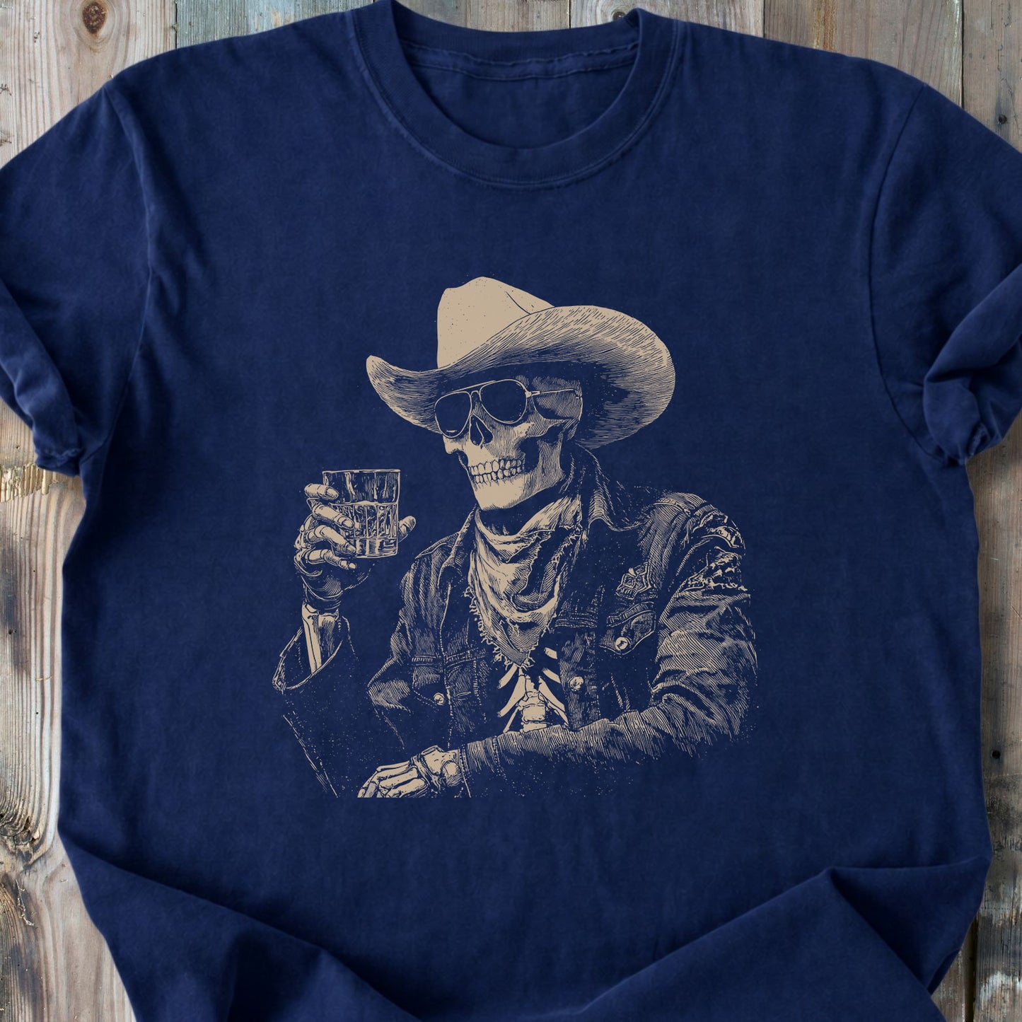 Cheers Skeleton Cowboy - Premium Heavyweight Tee