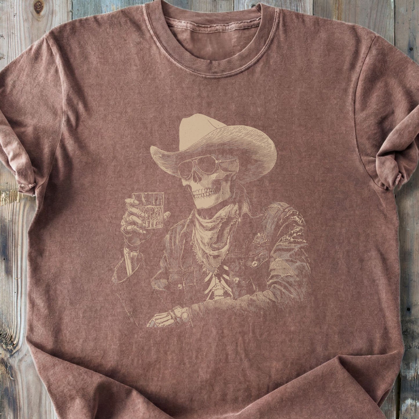 Cheers Skeleton Cowboy - Premium Heavyweight Tee