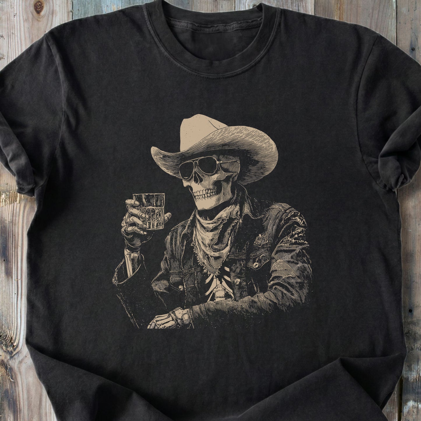 Cheers Skeleton Cowboy - Premium Heavyweight Tee