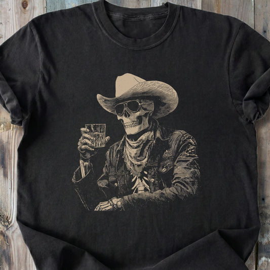 Cheers Skeleton Cowboy - Premium Heavyweight Tee