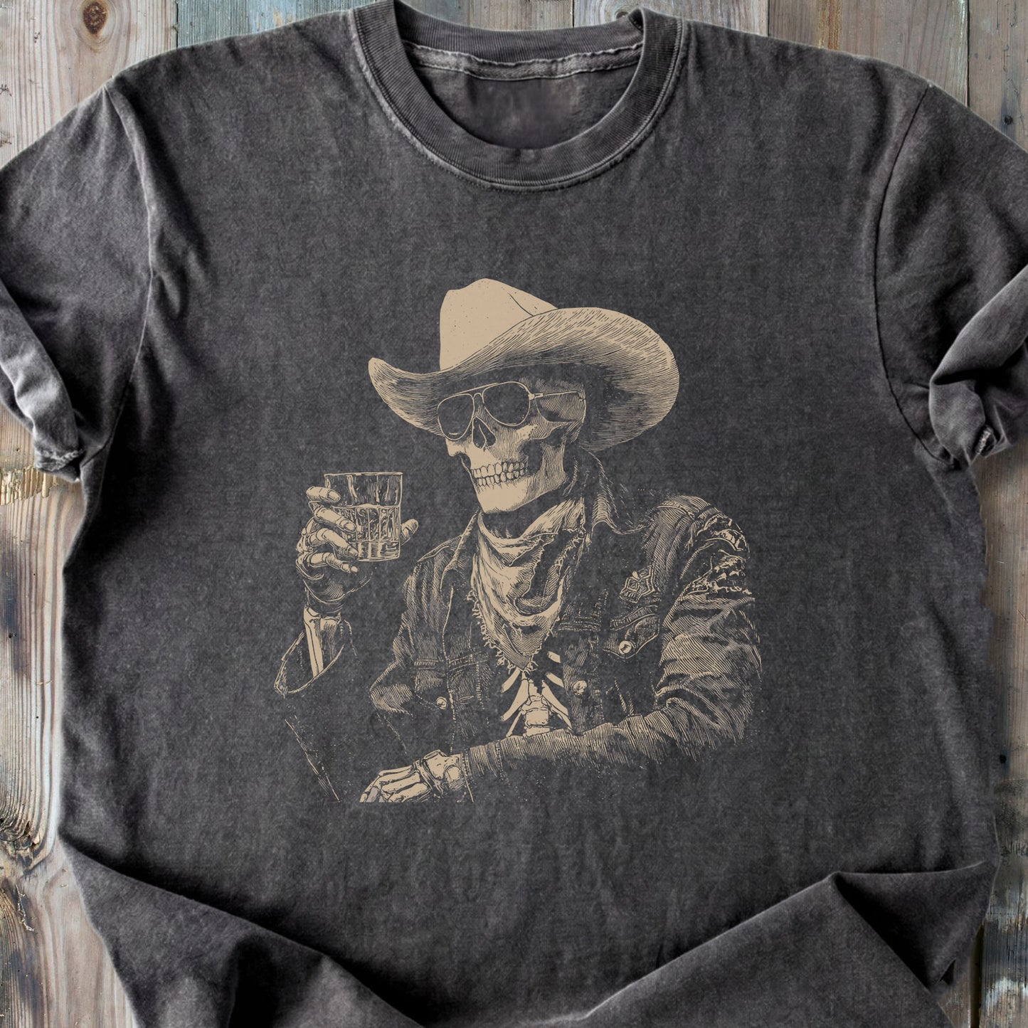 Cheers Skeleton Cowboy - Premium Heavyweight Tee