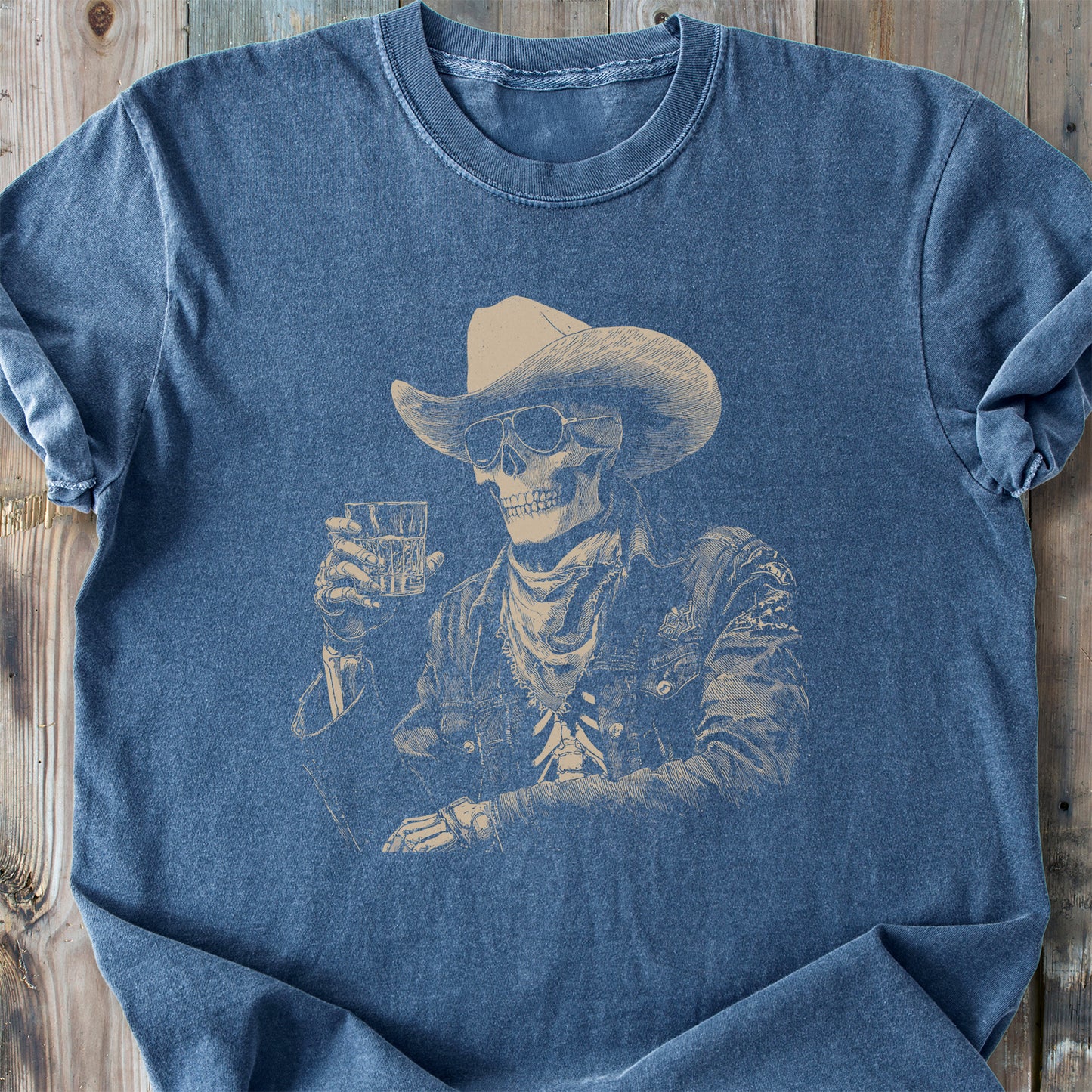 Cheers Skeleton Cowboy - Premium Heavyweight Tee