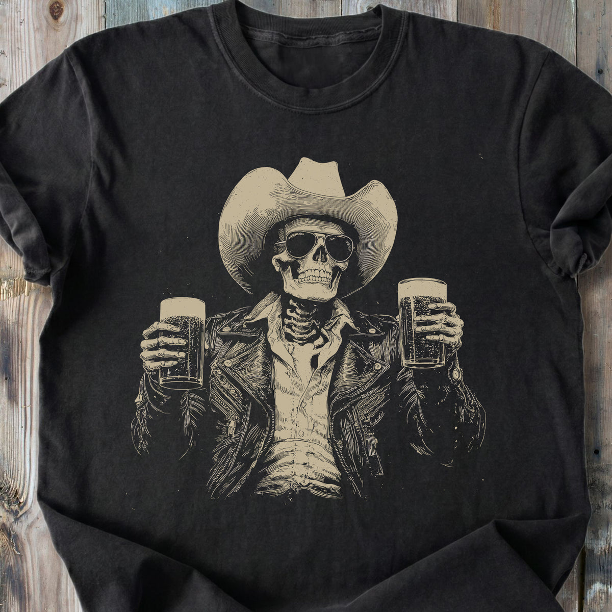 Skeleton Cowboy - Premium Heavyweight Tee