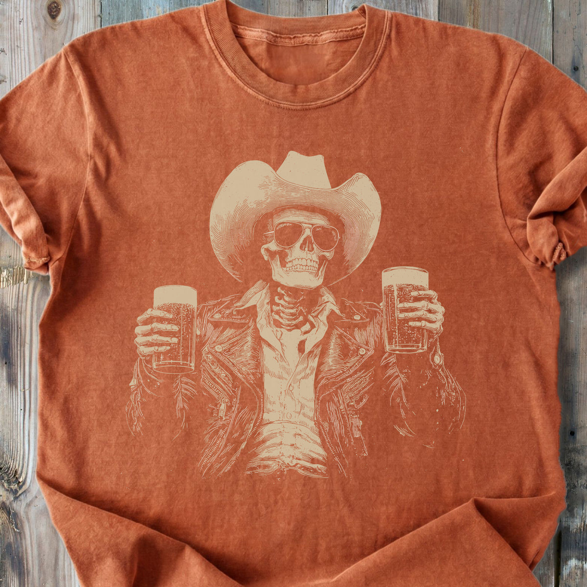 Skeleton Cowboy - Premium Heavyweight Tee