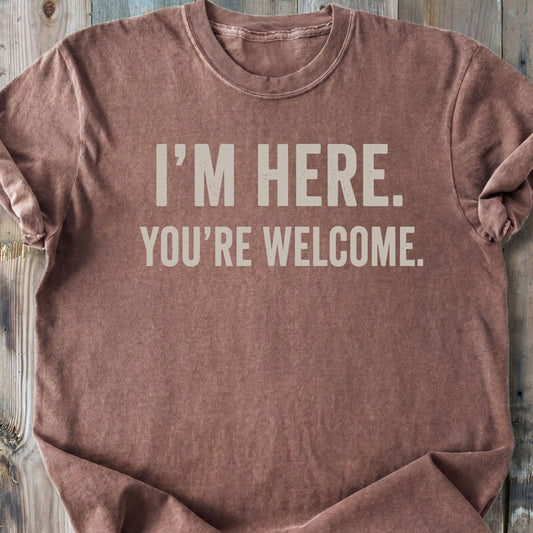 I'm Here You're Welcome - Premium Heavyweight Tee