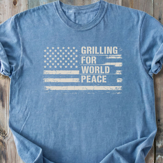 Grilling For World Peace - Premium Heavyweight Tee