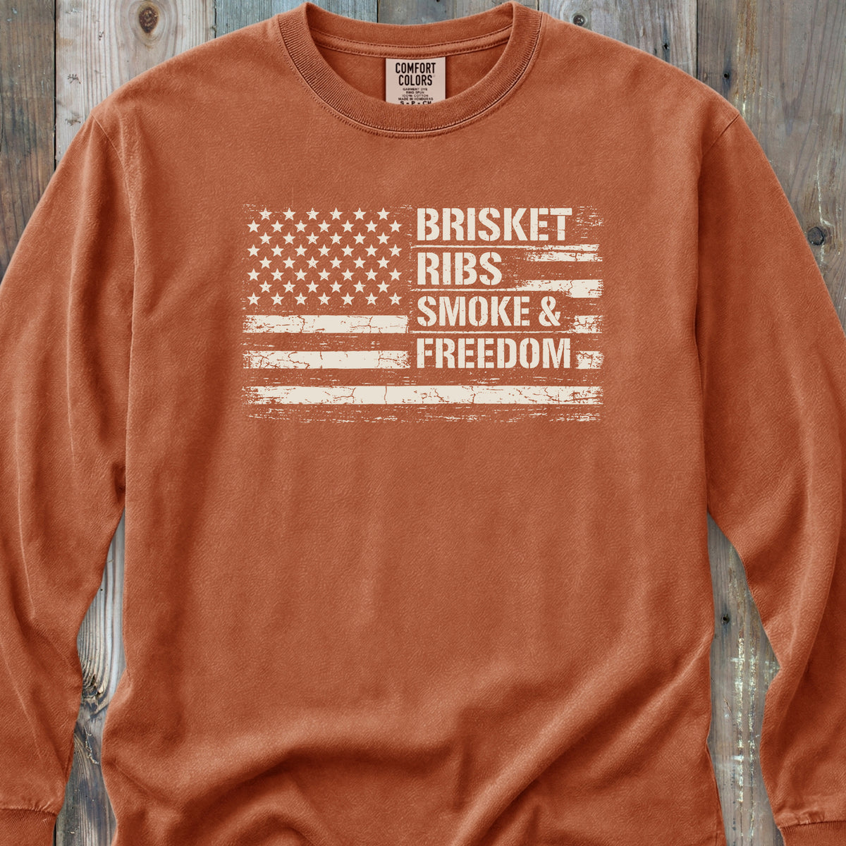 Brisket, Ribs, Smoke & Freedom - Long-Sleeve Tee