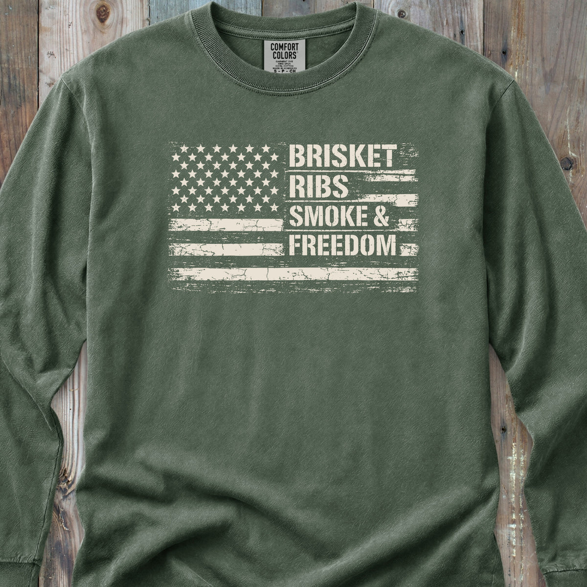 Brisket, Ribs, Smoke & Freedom - Long-Sleeve Tee
