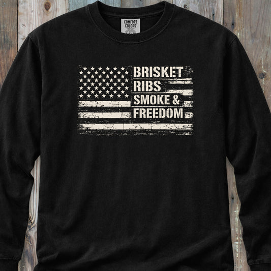 Brisket, Ribs, Smoke & Freedom - Long-Sleeve Tee
