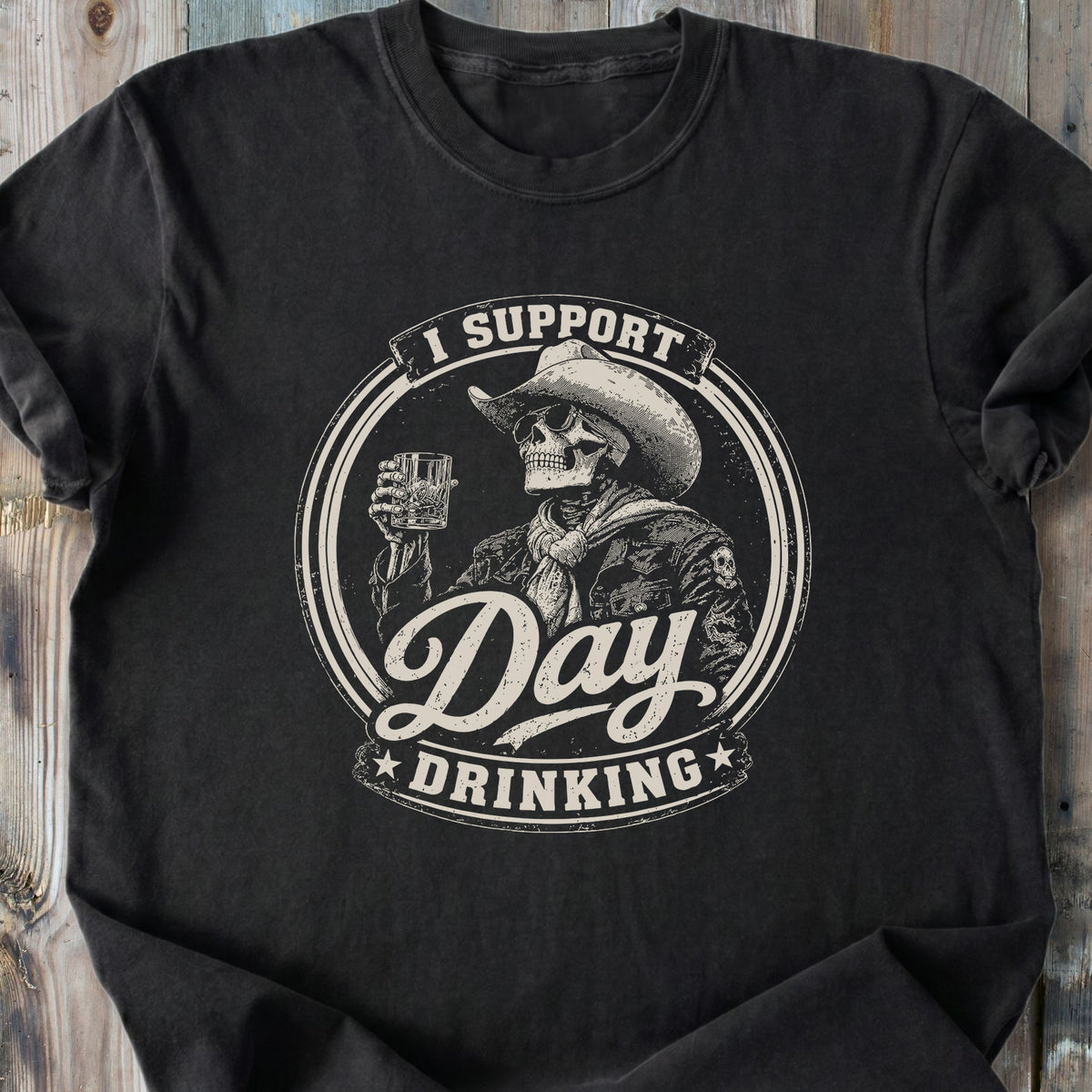 Day Drinking Whiskey Skeleton - Premium Heavyweight Tee