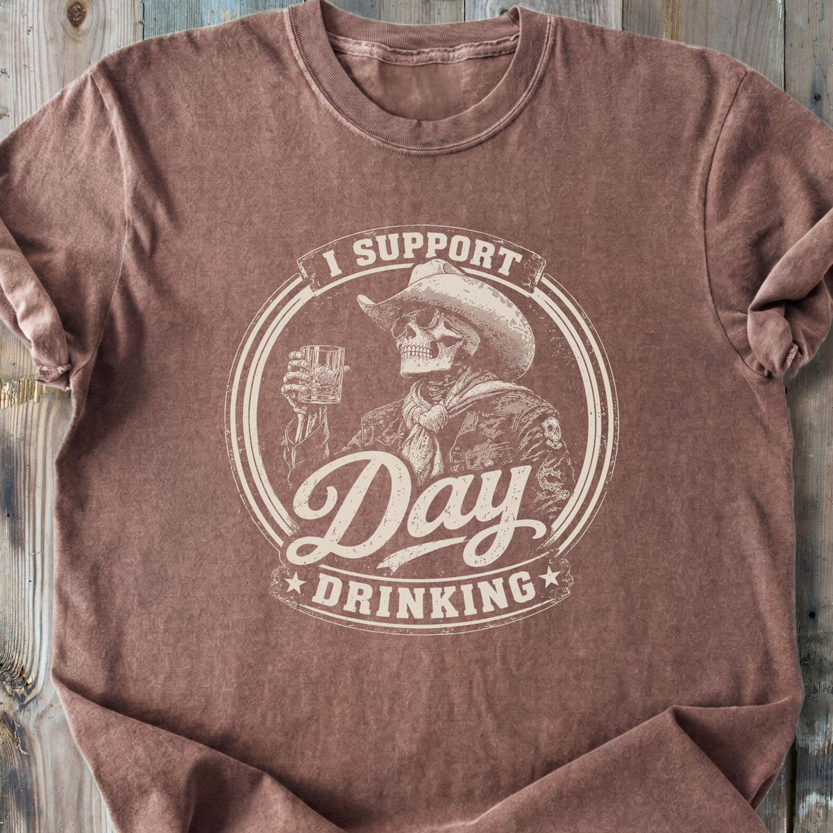 Day Drinking Whiskey Skeleton - Premium Heavyweight Tee