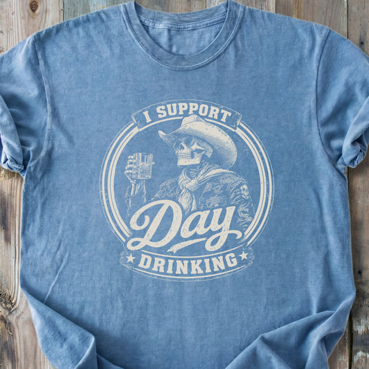 Day Drinking Whiskey Skeleton - Premium Heavyweight Tee