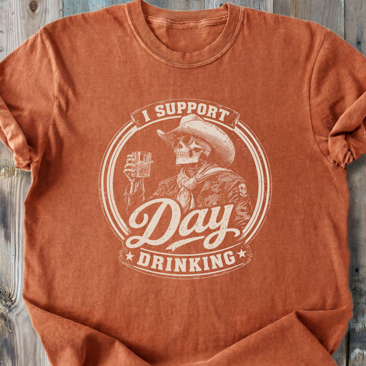 Day Drinking Whiskey Skeleton - Premium Heavyweight Tee