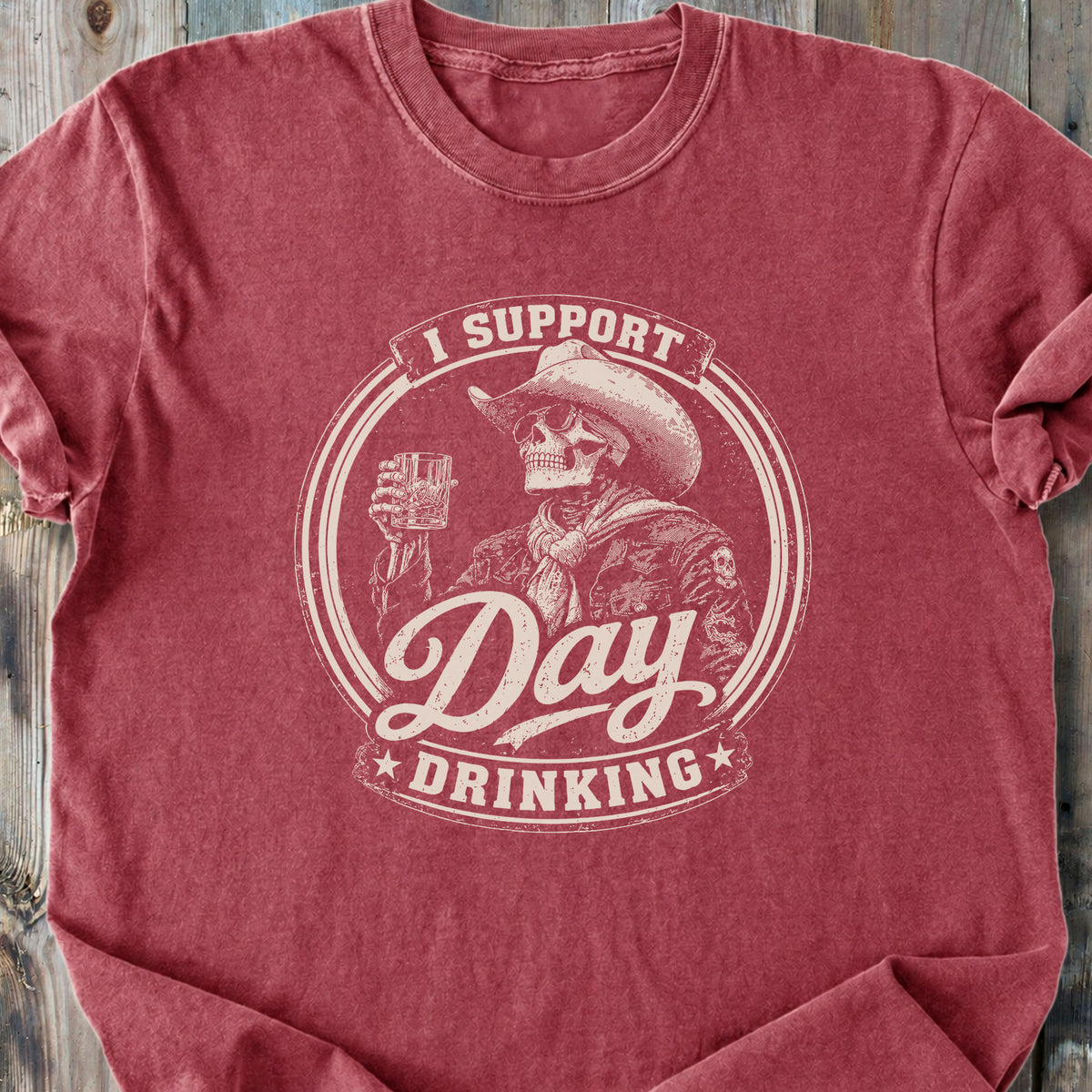 Day Drinking Whiskey Skeleton - Premium Heavyweight Tee