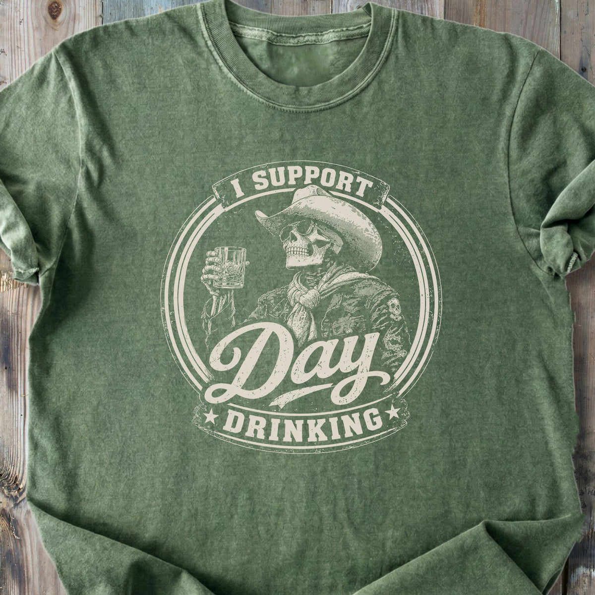 Day Drinking Whiskey Skeleton - Premium Heavyweight Tee
