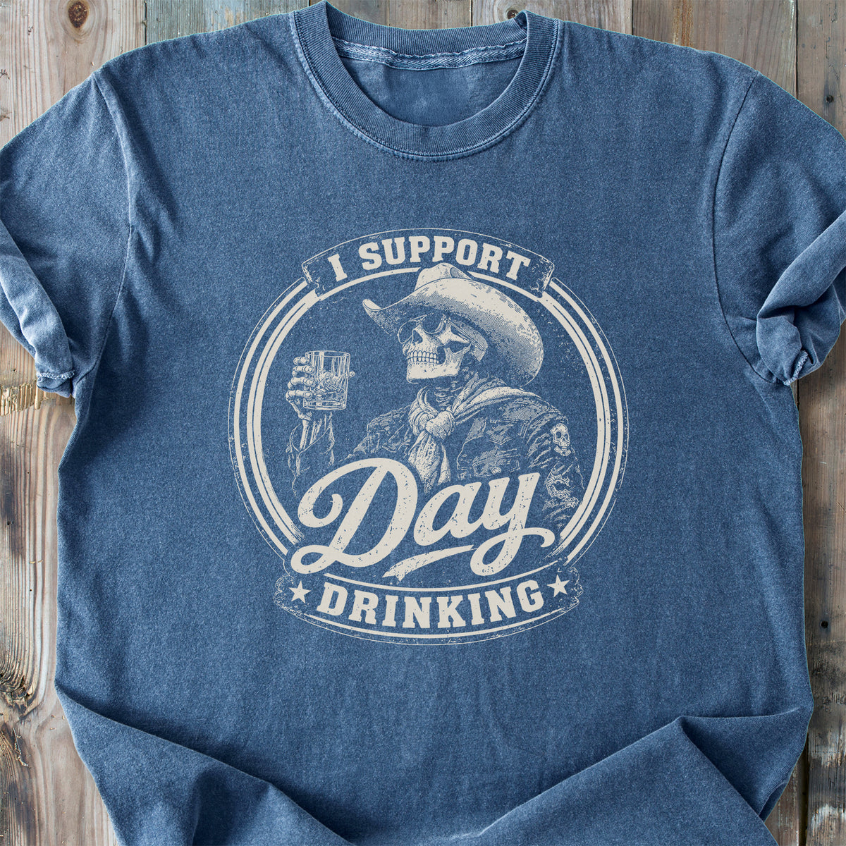 Day Drinking Whiskey Skeleton - Premium Heavyweight Tee
