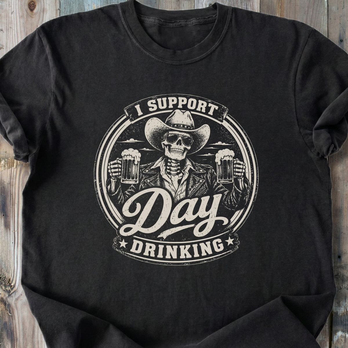 Day Drinking Beer Skeleton - Premium Heavyweight Tee