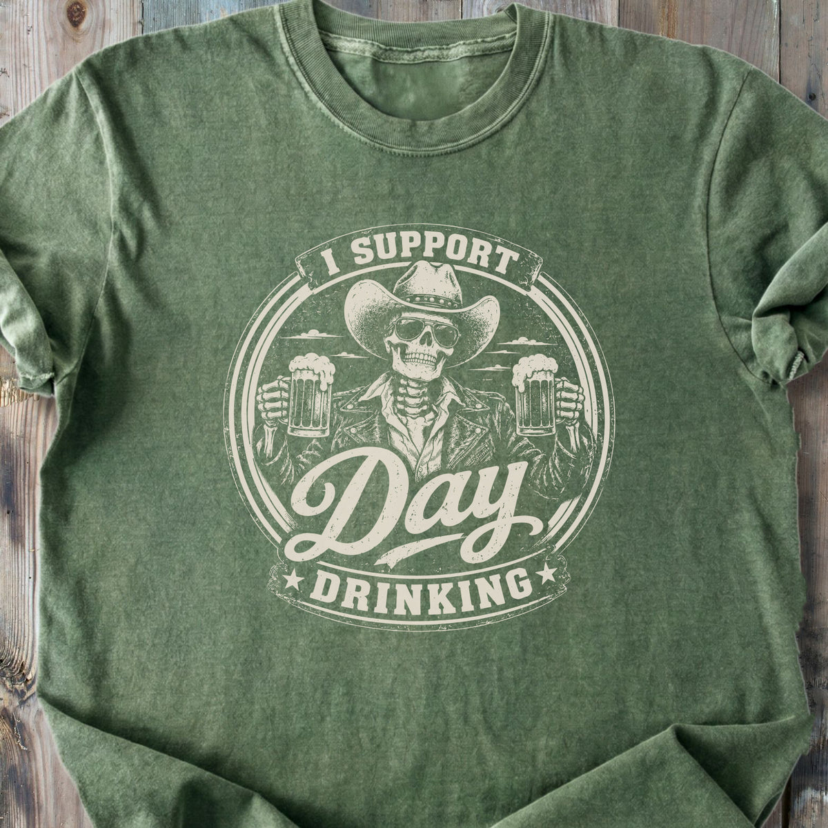 Day Drinking Beer Skeleton - Premium Heavyweight Tee