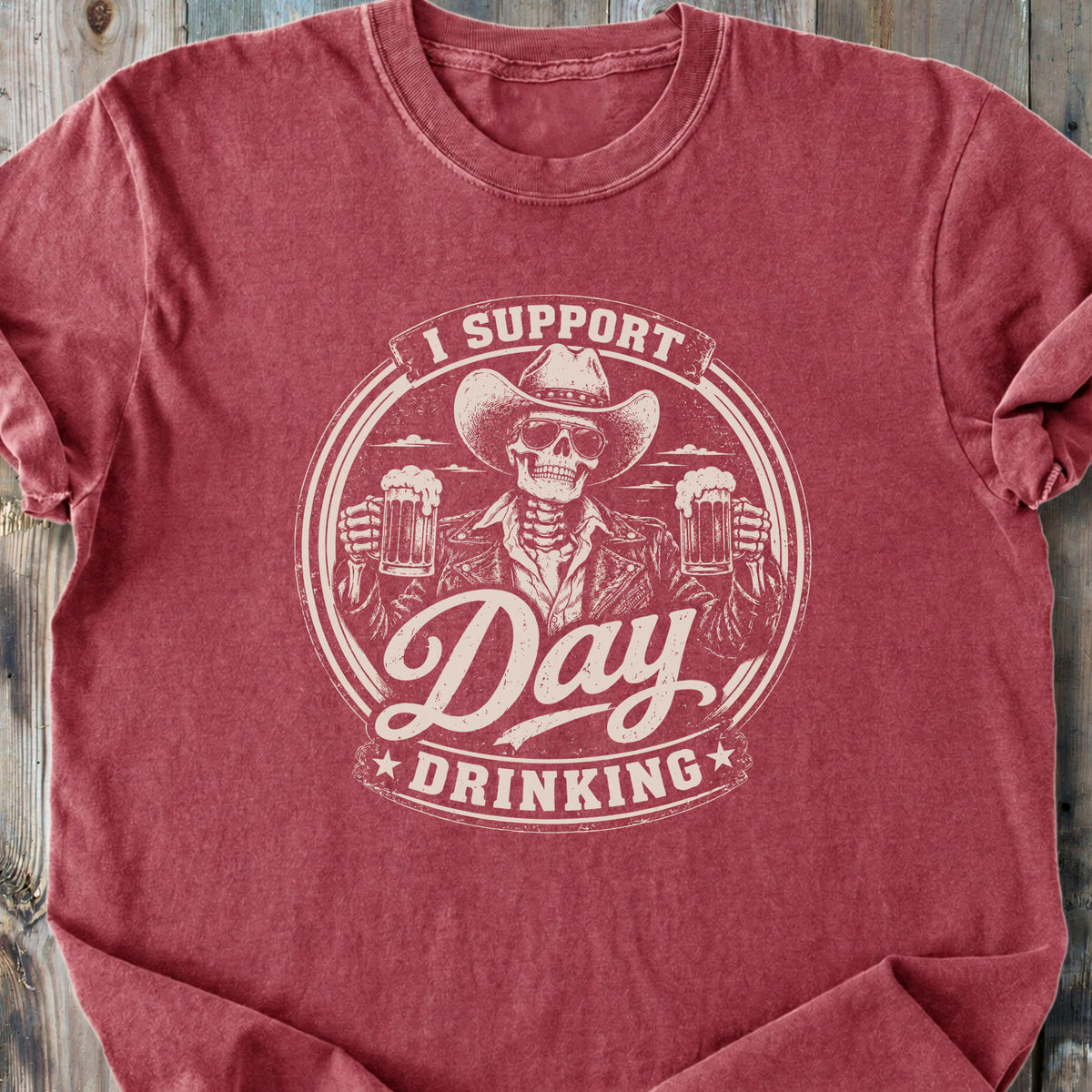 Day Drinking Beer Skeleton - Premium Heavyweight Tee