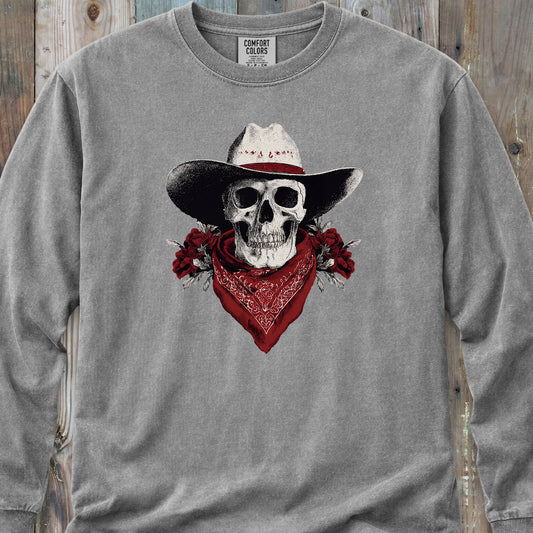 Western Cowboy Skull - Long-Sleeve Tee