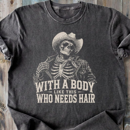 Who Needs Hair Skeleton - Premium Heavyweight Tee
