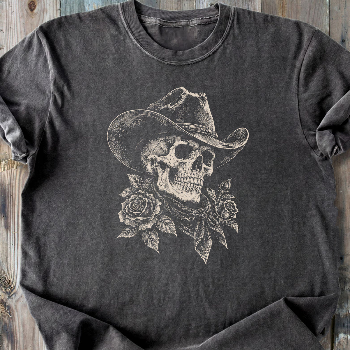 Western Cowboy Skull - Premium Heavyweight Tee