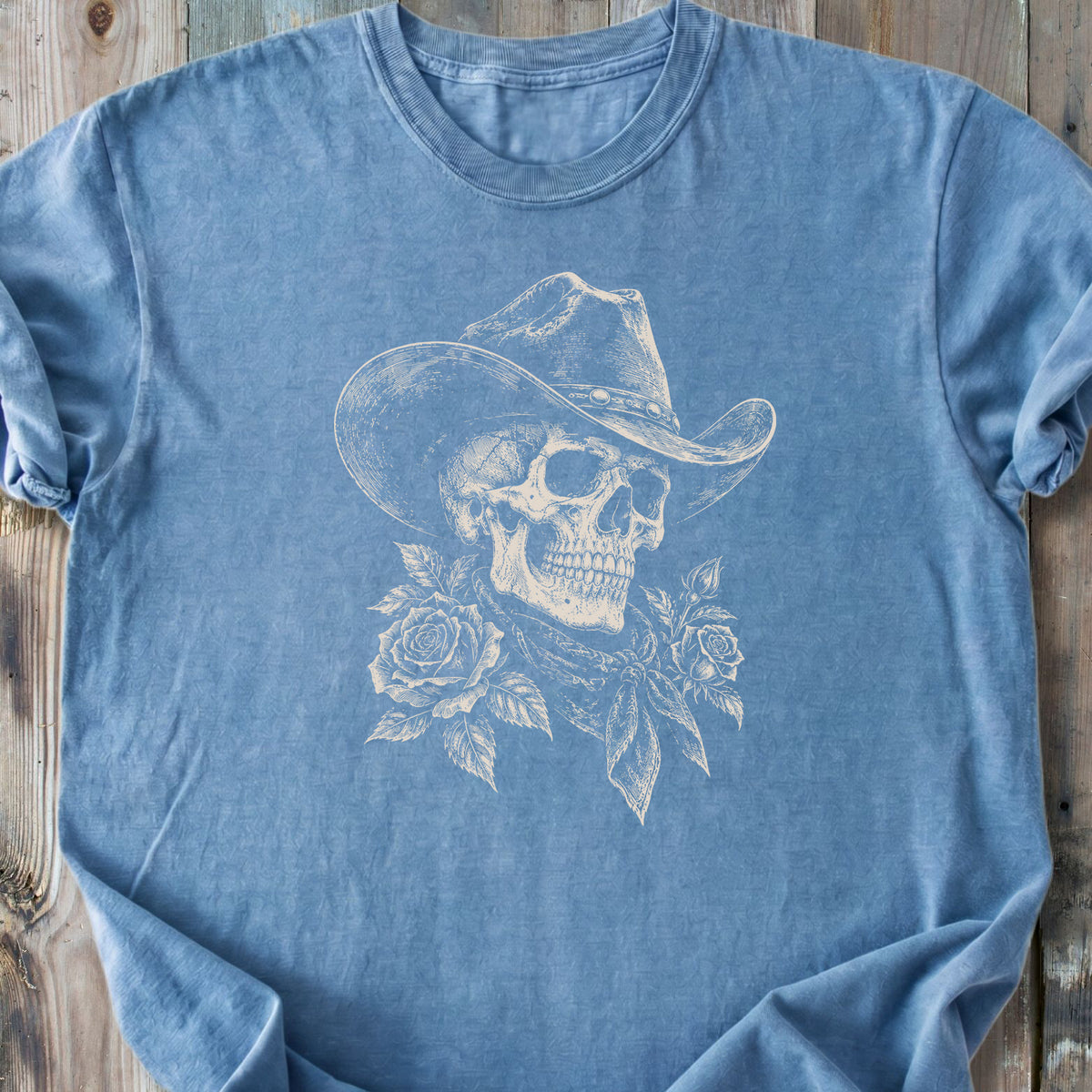 Western Cowboy Skull - Premium Heavyweight Tee