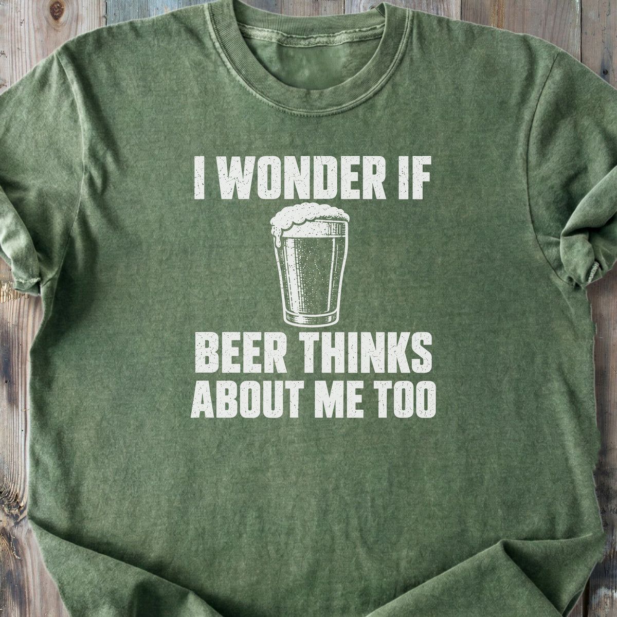 I Wonder If Beer - Premium Heavyweight Tee