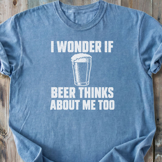 I Wonder If Beer - Premium Heavyweight Tee