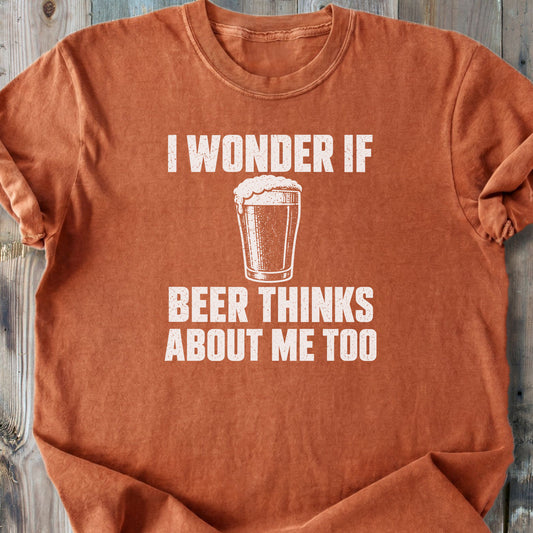 I Wonder If Beer - Premium Heavyweight Tee