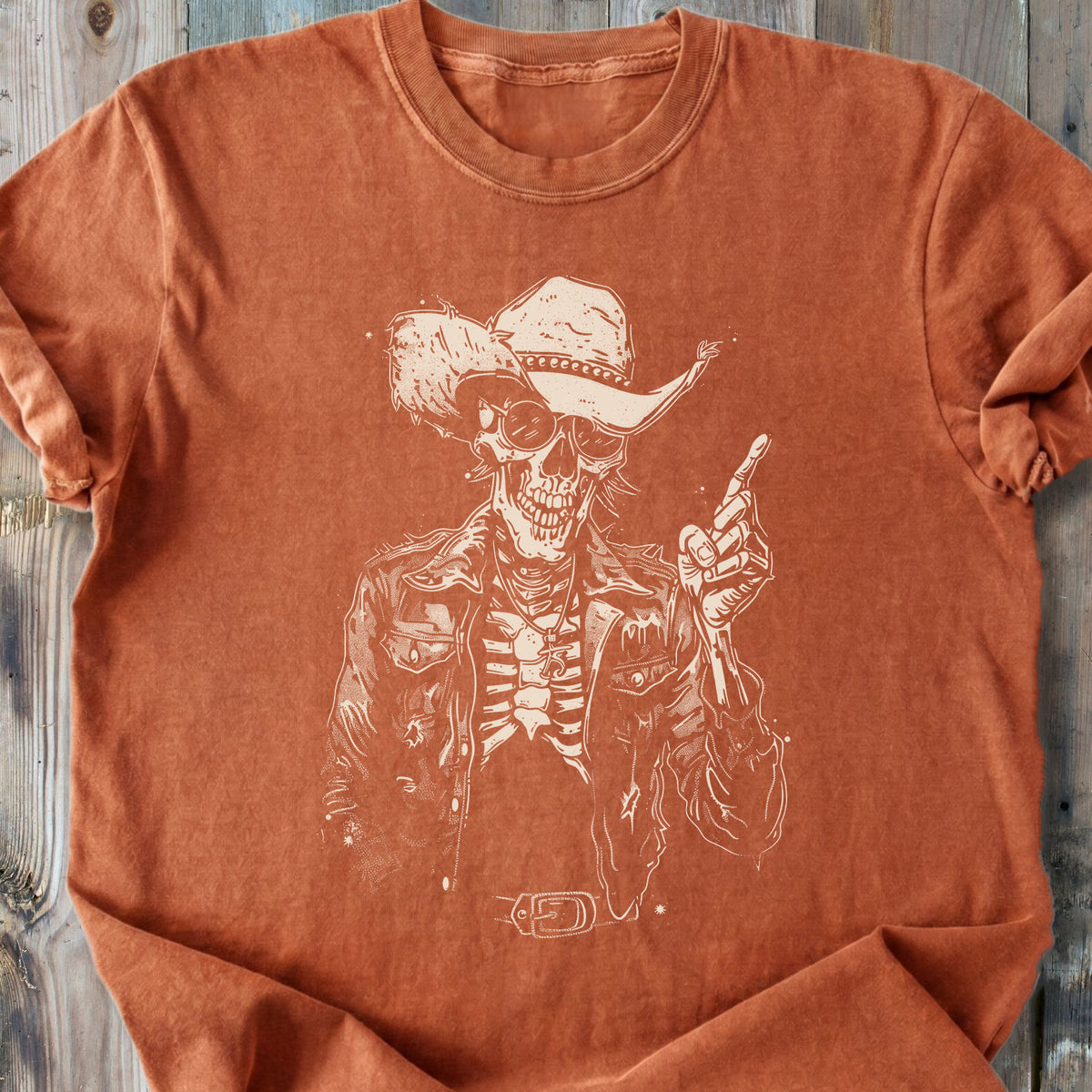 Cool Skeleton Cowboy - Premium Heavyweight Tee