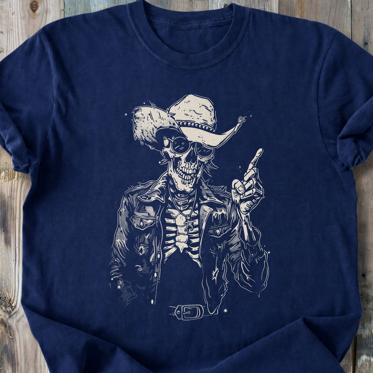 Cool Skeleton Cowboy - Premium Heavyweight Tee