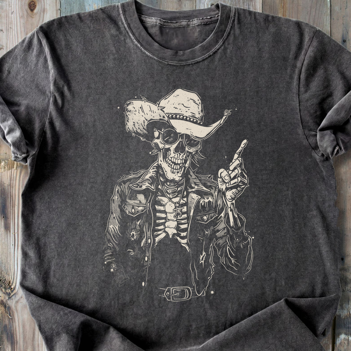 Cool Skeleton Cowboy - Premium Heavyweight Tee