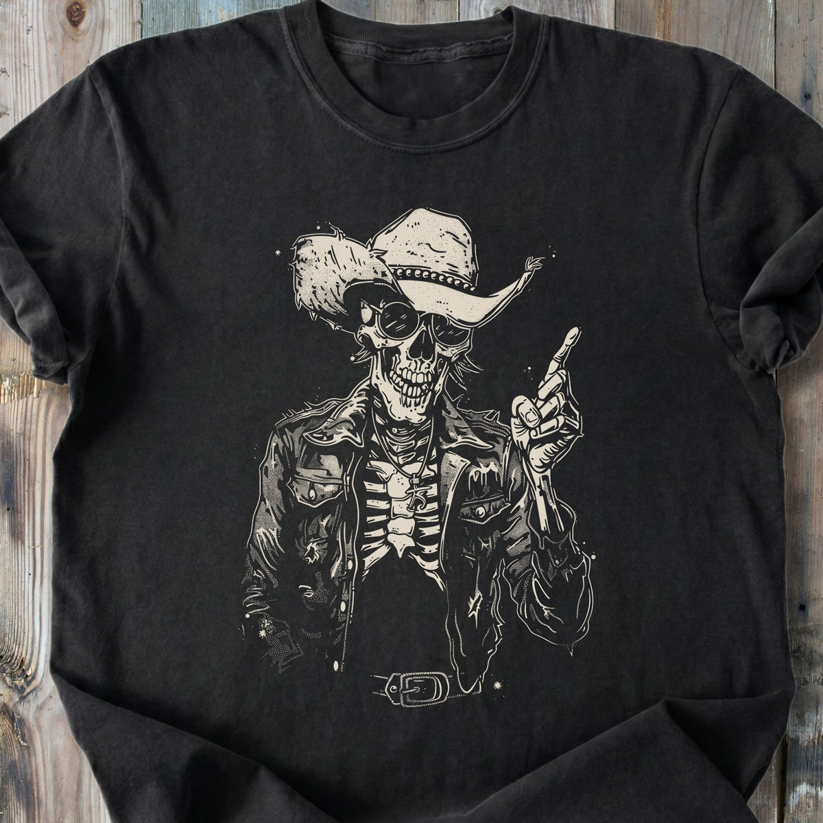 Cool Skeleton Cowboy - Premium Heavyweight Tee