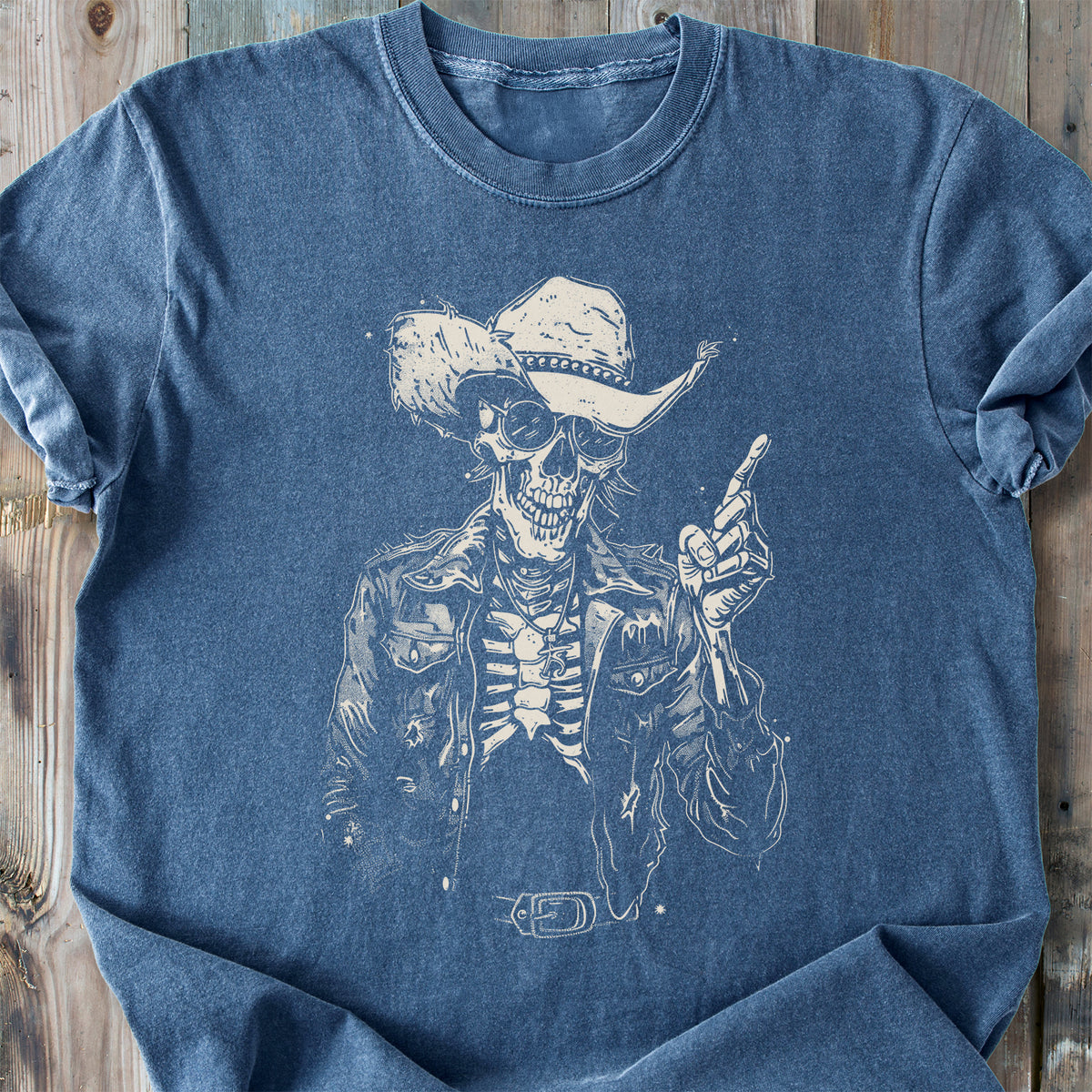 Cool Skeleton Cowboy - Premium Heavyweight Tee