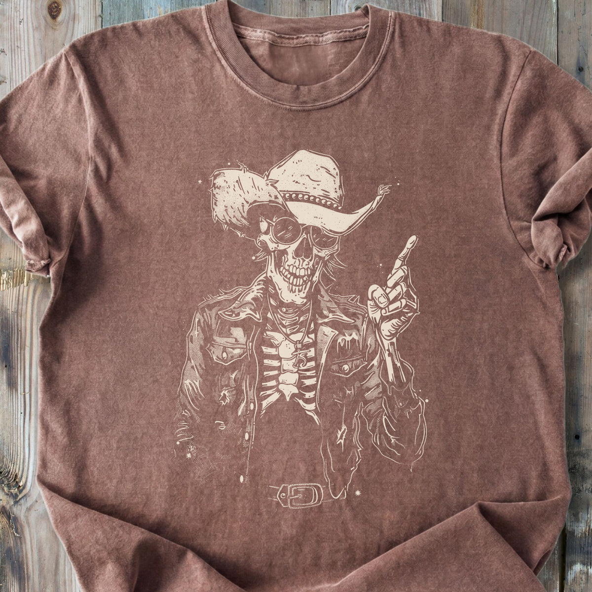 Cool Skeleton Cowboy - Premium Heavyweight Tee