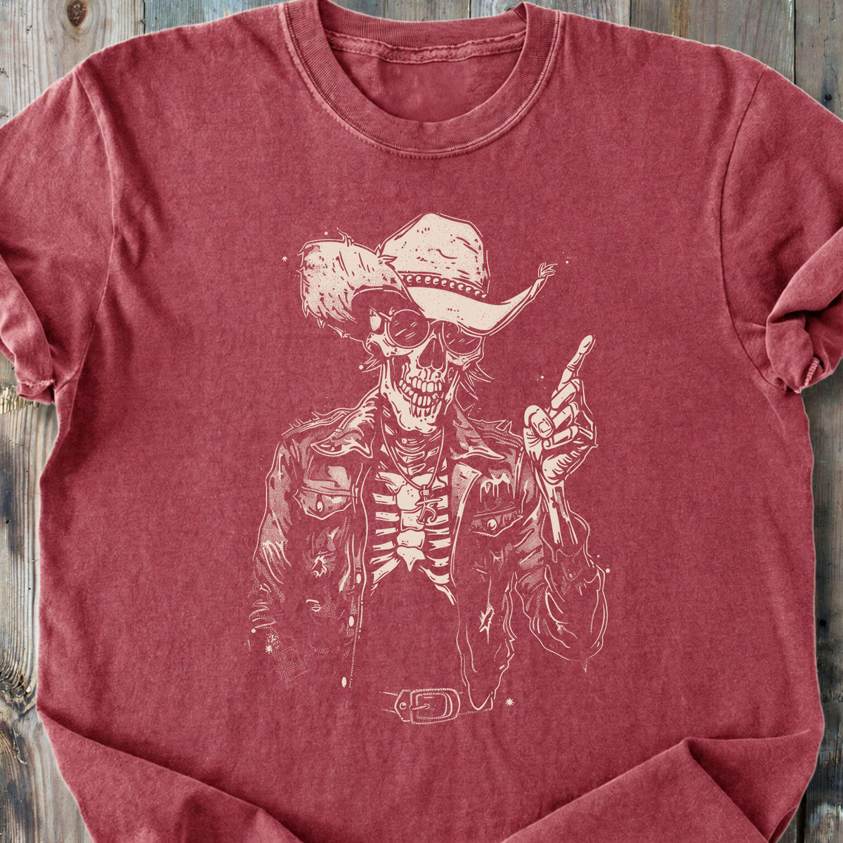 Cool Skeleton Cowboy - Premium Heavyweight Tee