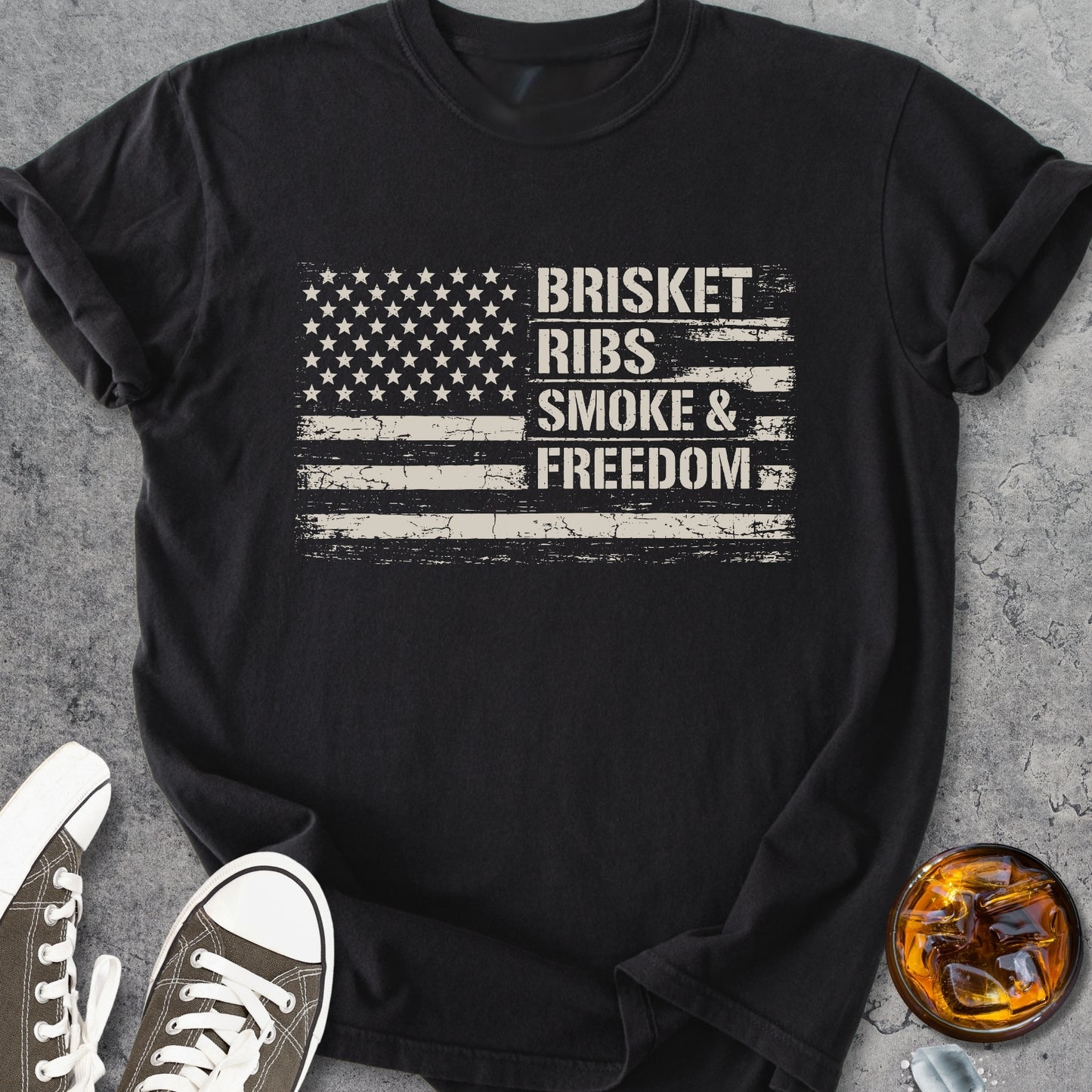 Brisket Ribs Smoke And Freedom - Vintage Heavyweight Tee