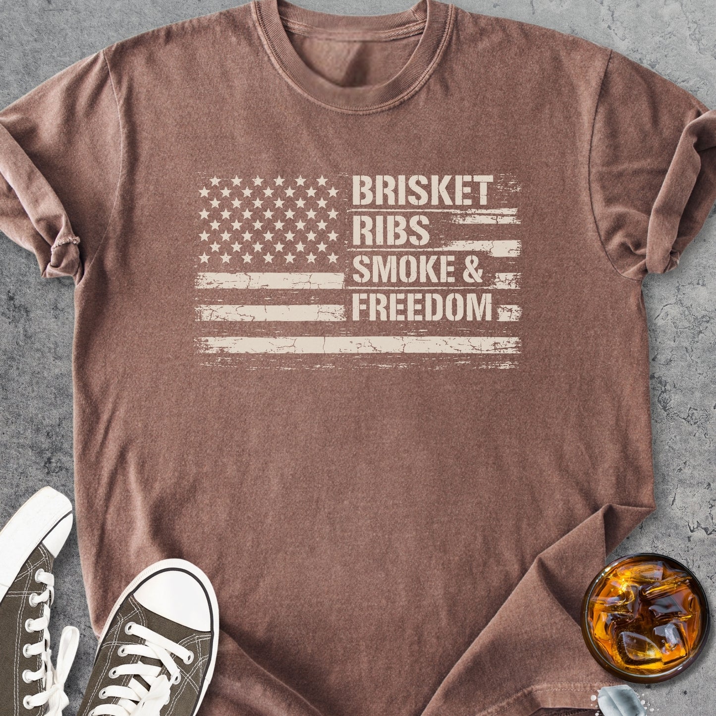 Brisket Ribs Smoke And Freedom - Vintage Heavyweight Tee