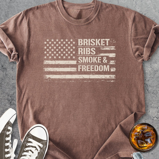Brisket Ribs Smoke And Freedom - Vintage Heavyweight Tee