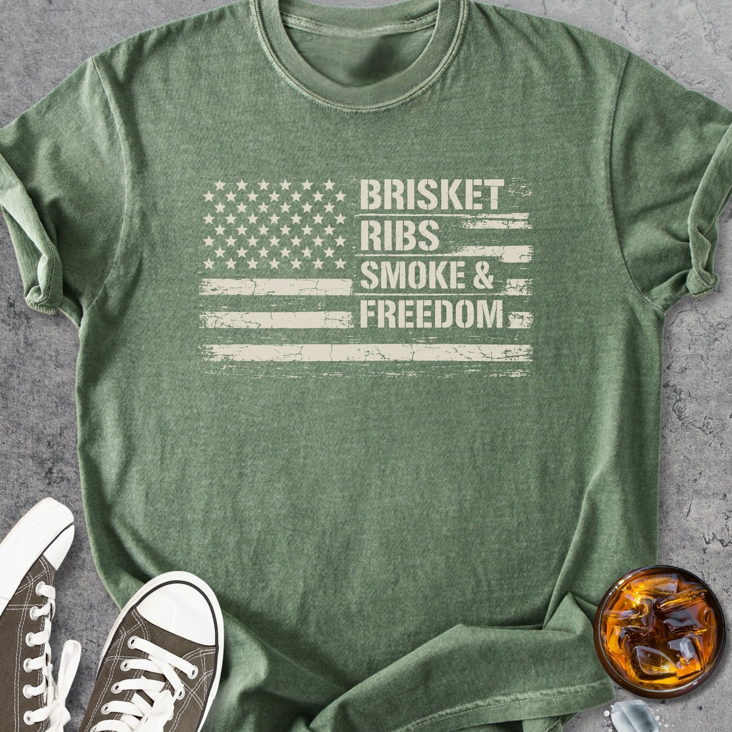 Brisket Ribs Smoke And Freedom - Vintage Heavyweight Tee