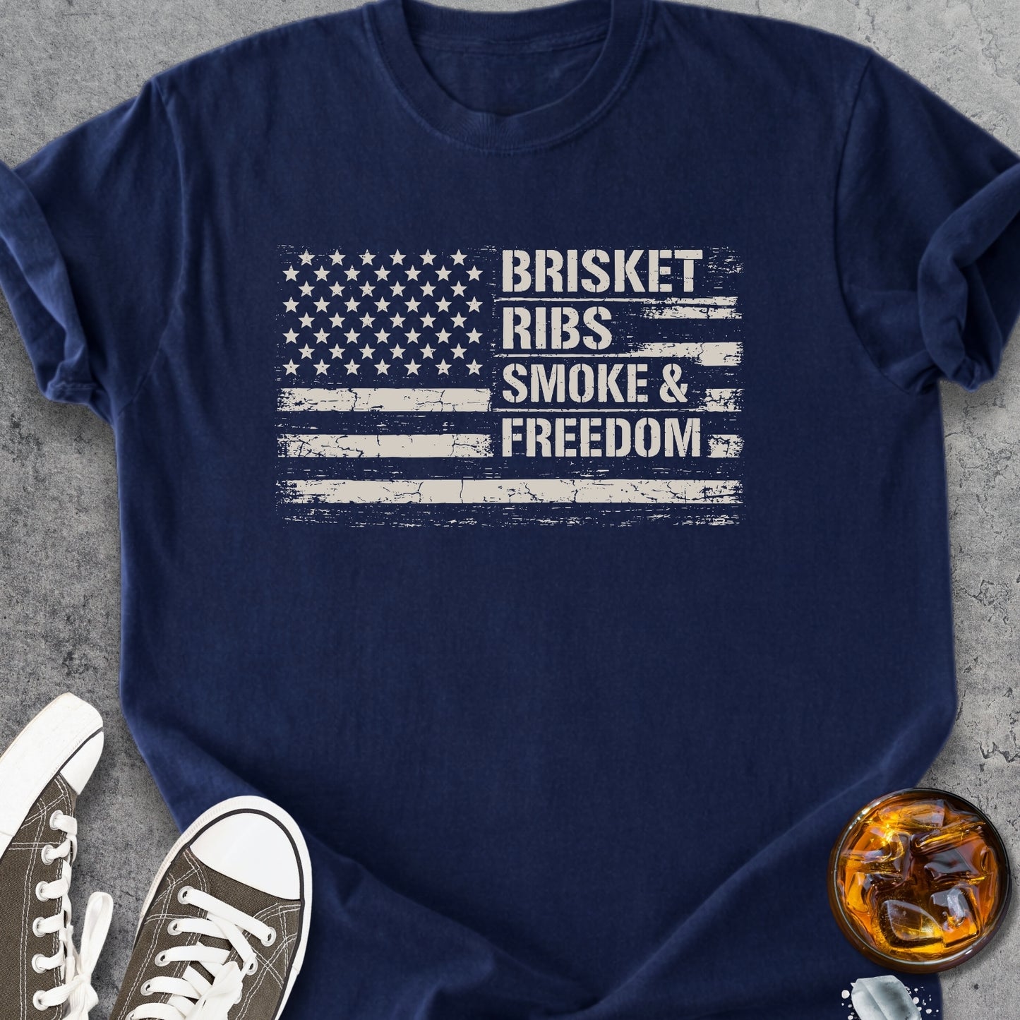 Brisket Ribs Smoke And Freedom - Vintage Heavyweight Tee