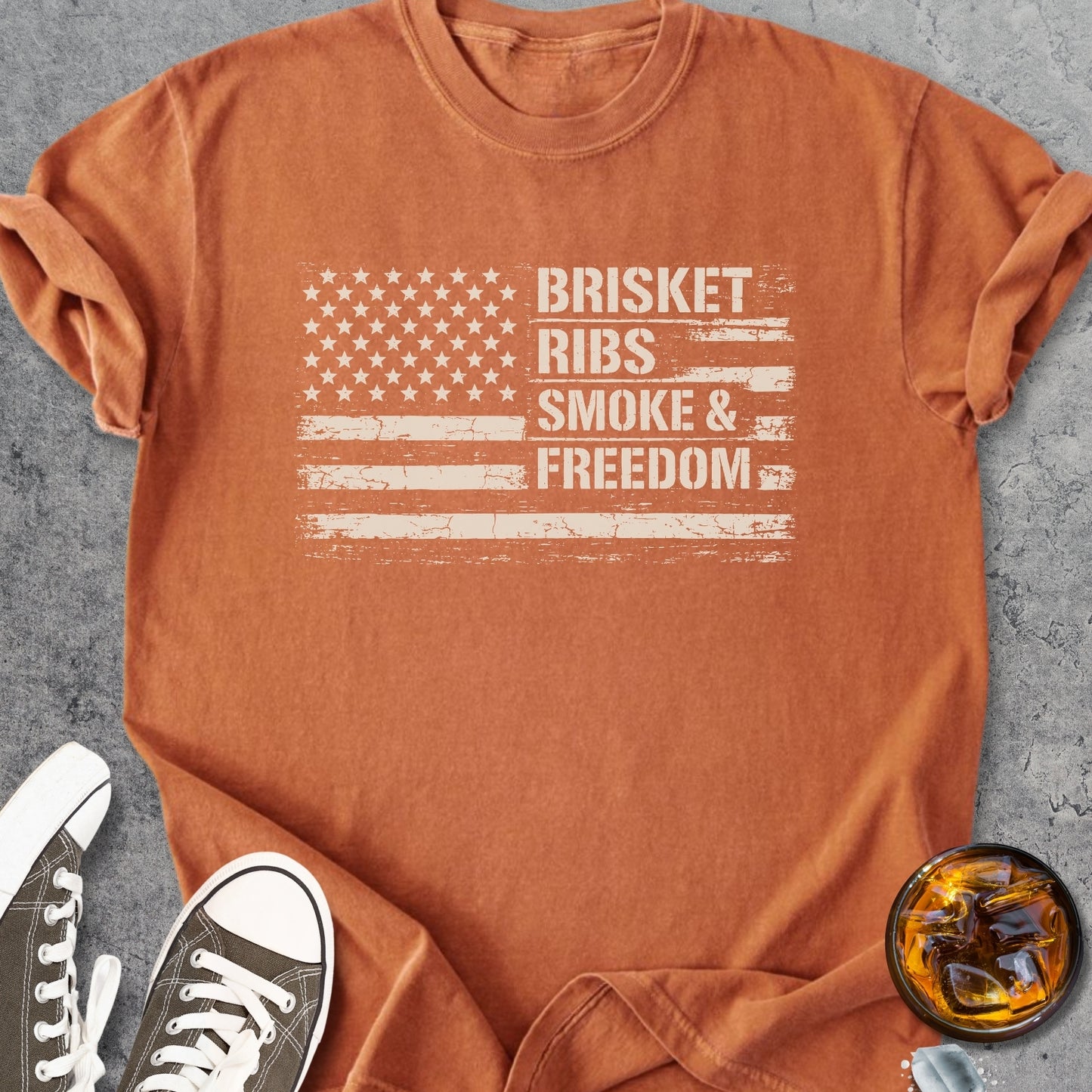 Brisket Ribs Smoke And Freedom - Vintage Heavyweight Tee