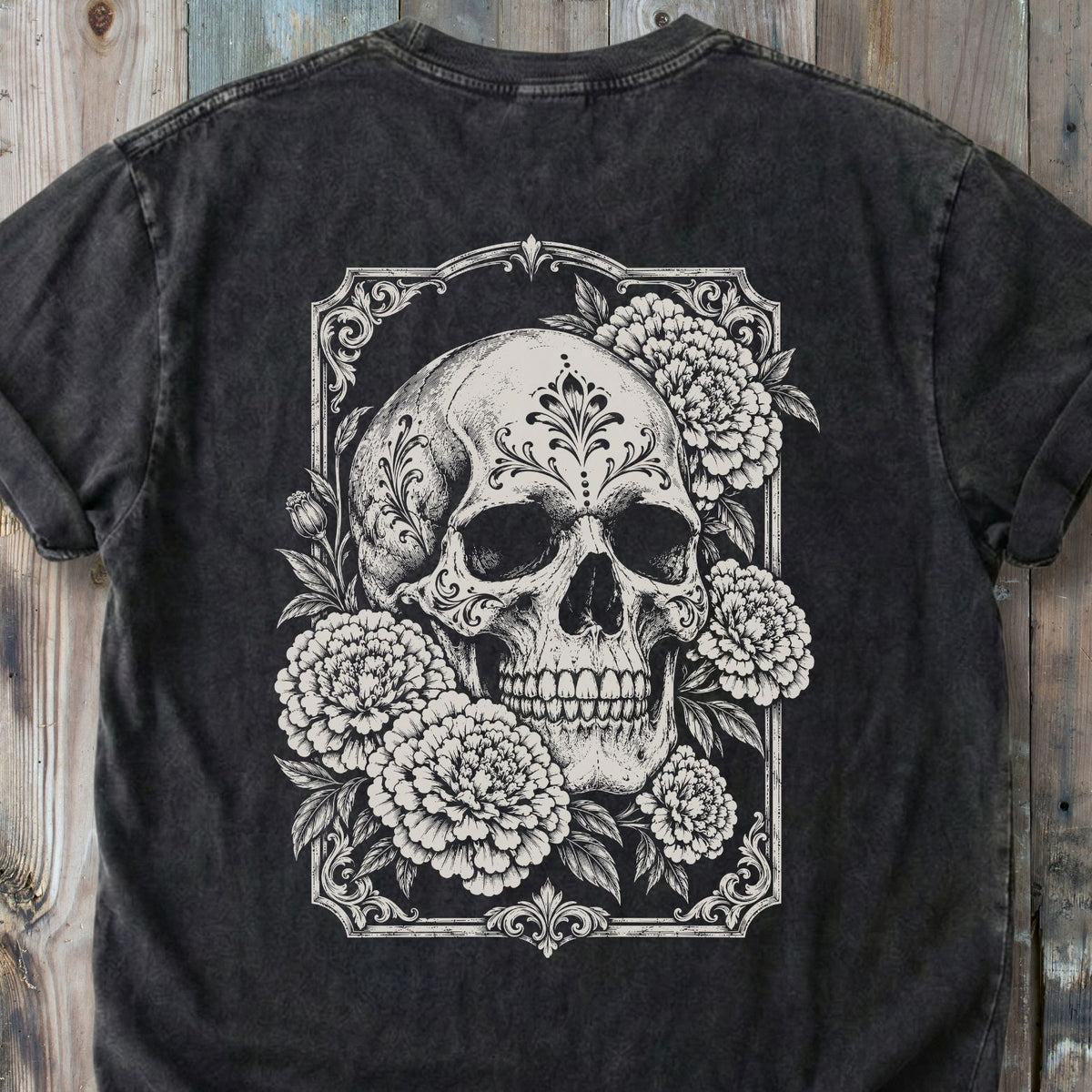 Marigold Skull BACK PRINT - Premium Heavyweight Tee