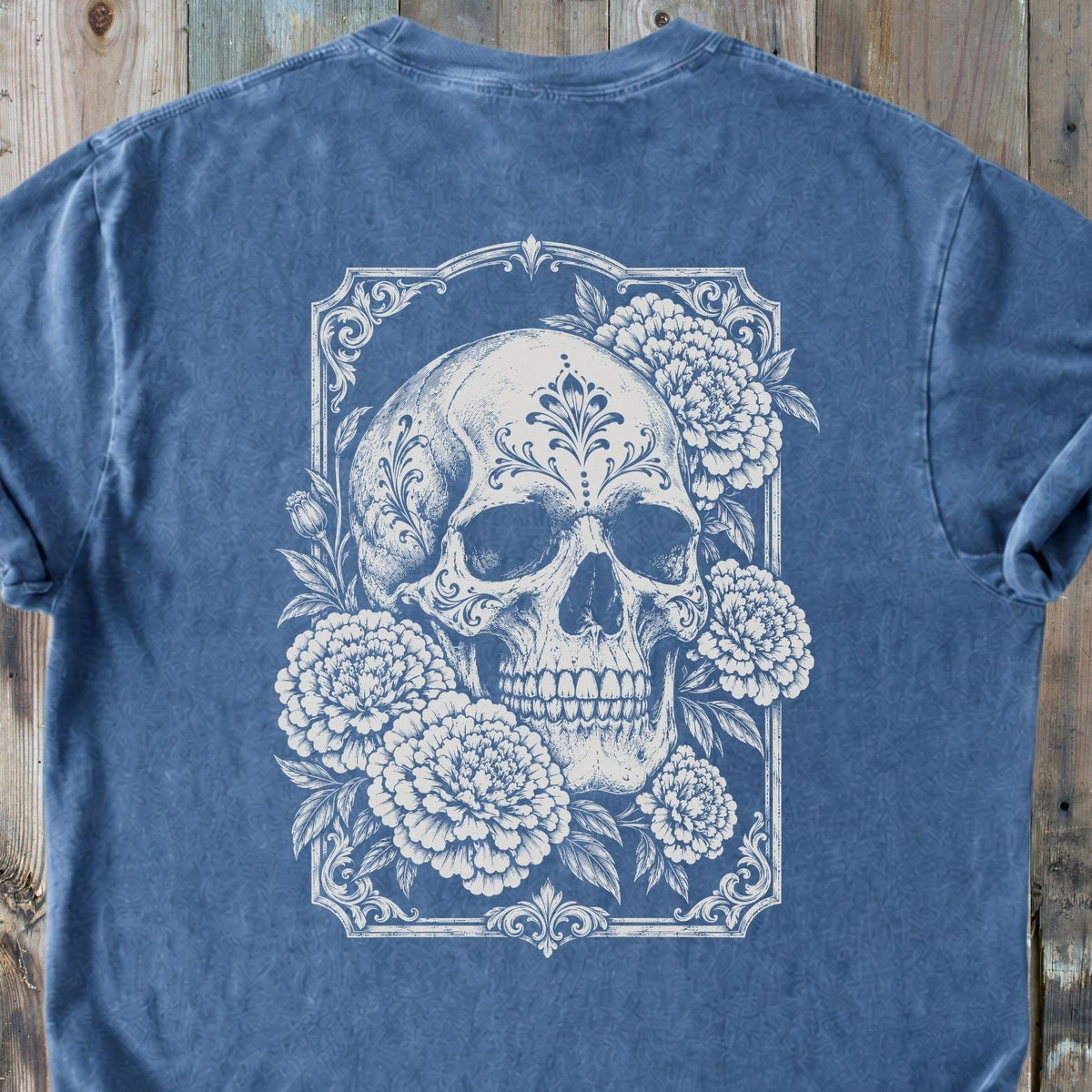 Marigold Skull BACK PRINT - Premium Heavyweight Tee