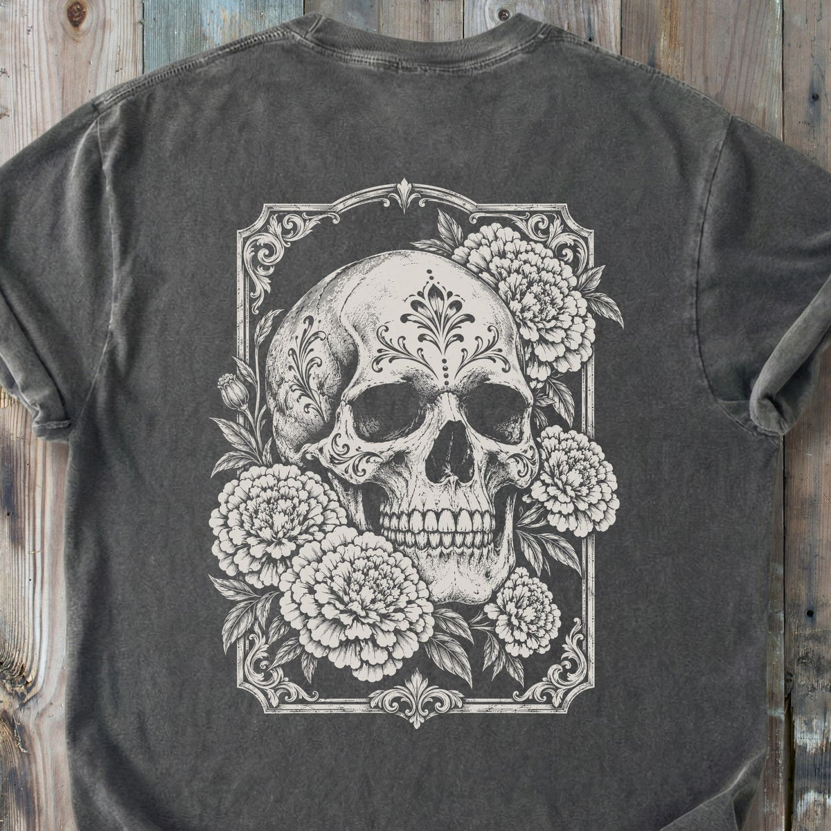 Marigold Skull BACK PRINT - Premium Heavyweight Tee