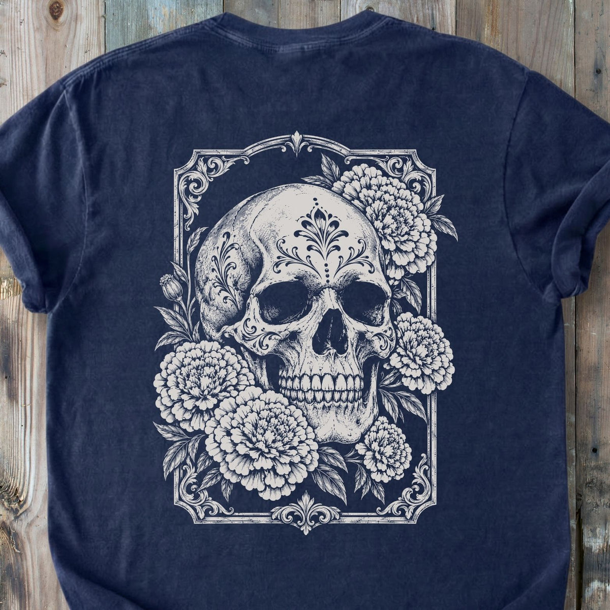 Marigold Skull BACK PRINT - Premium Heavyweight Tee