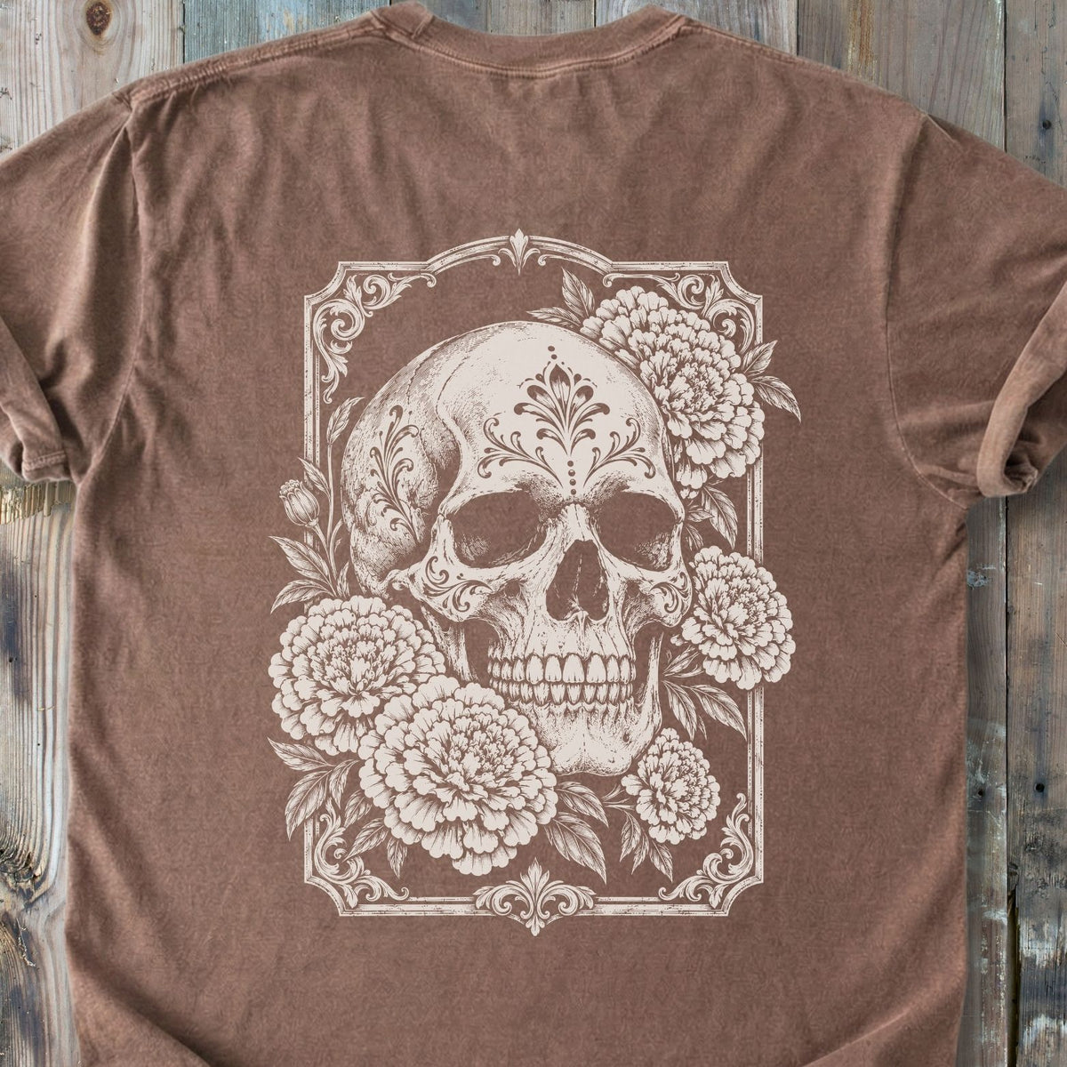 Marigold Skull BACK PRINT - Premium Heavyweight Tee
